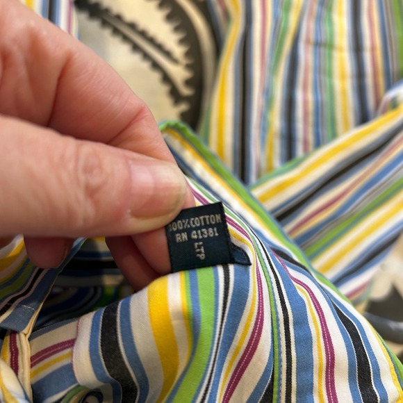 Ralph Lauren Classic Fit Long Sleeve Striped Button Down Shirt Men Size L Cotton - Picture 5 of 6